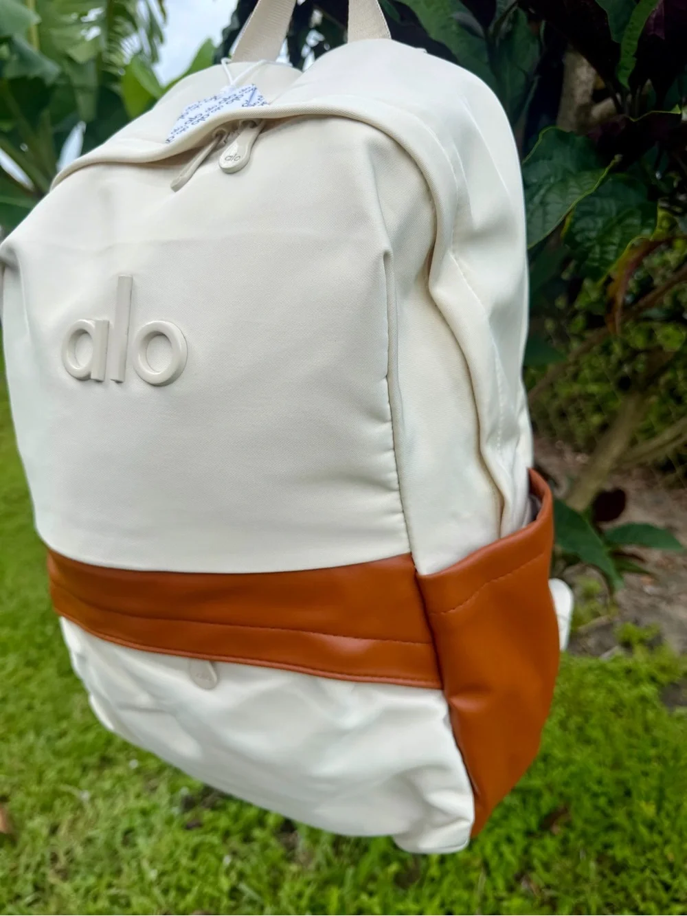 ALO YOGA Cream and Brown Two-Tone Backpack